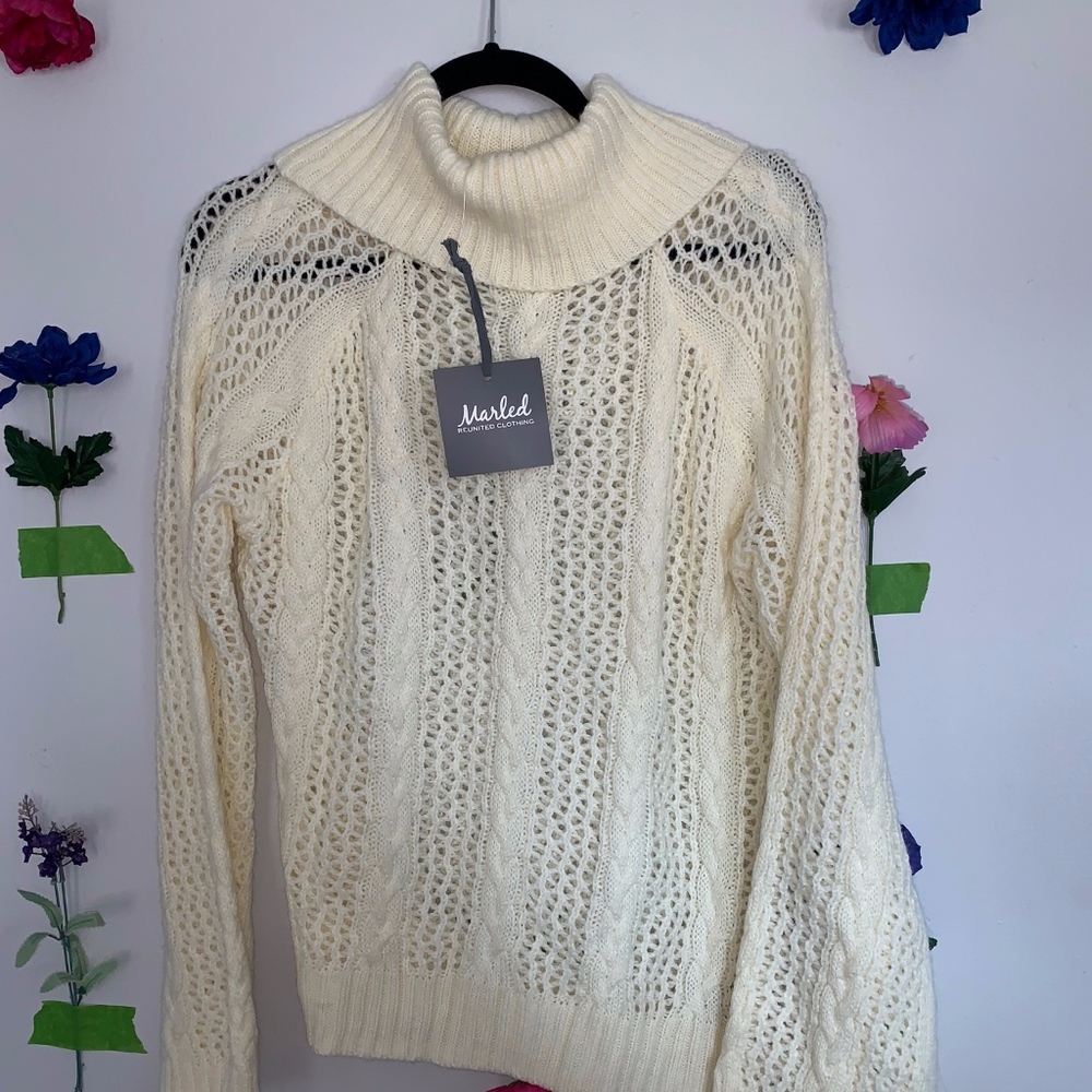 Cream Cowl-neck Sweater